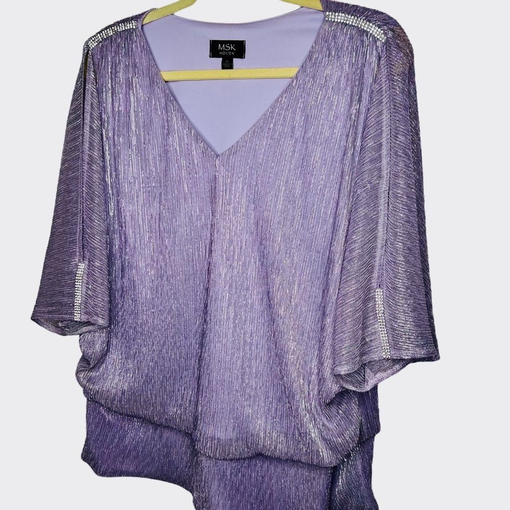 MSK Cold Shoulder & Rhinestone Blouse, NWOT, Size 2X